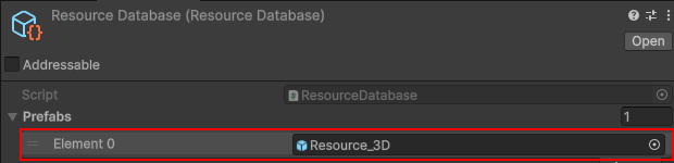Adding Resource Container to Resource Database